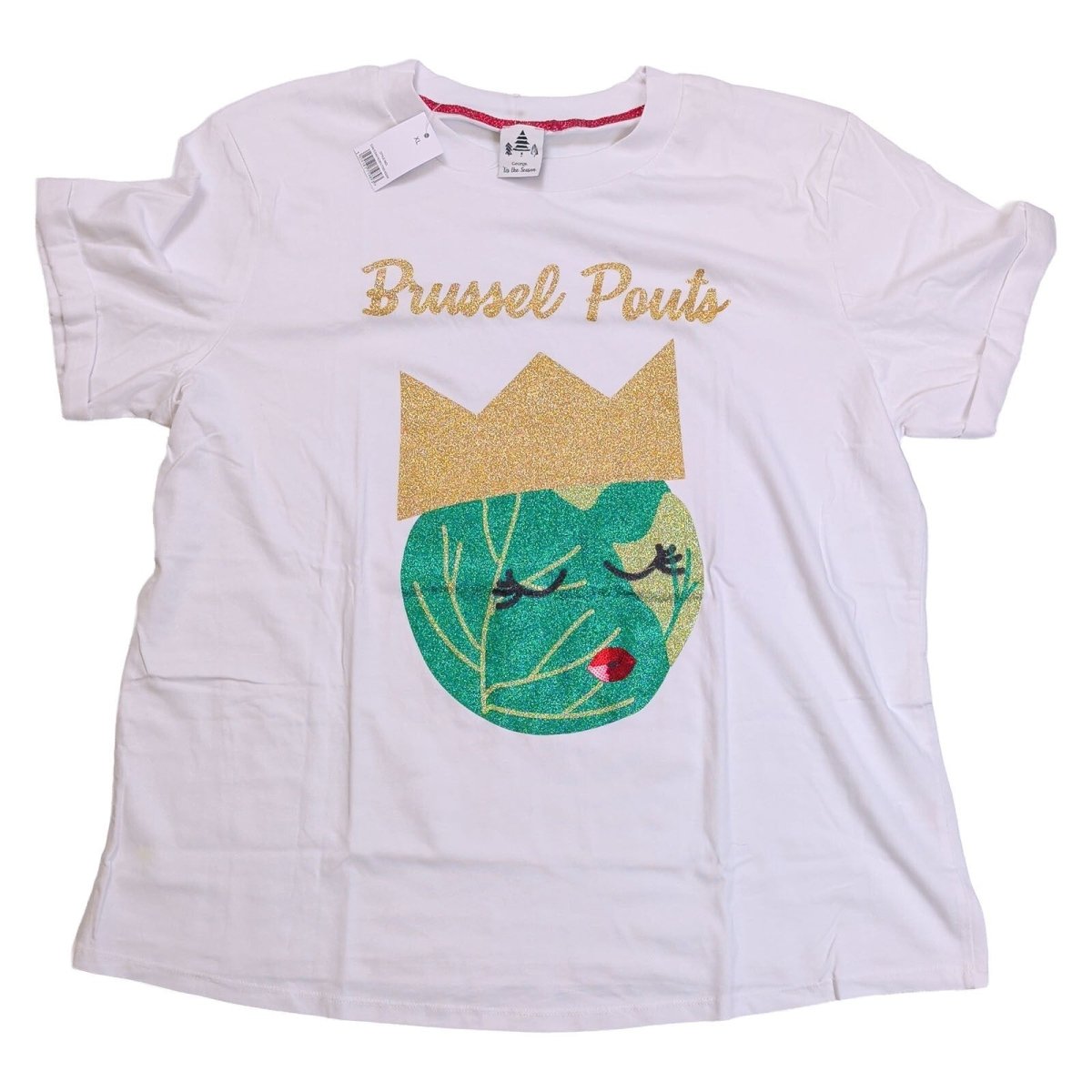 George Unisex Adults T-Shirt XL White Brussel Pouts Graphic 100% Cotton – product photo 2 | RewearableUK