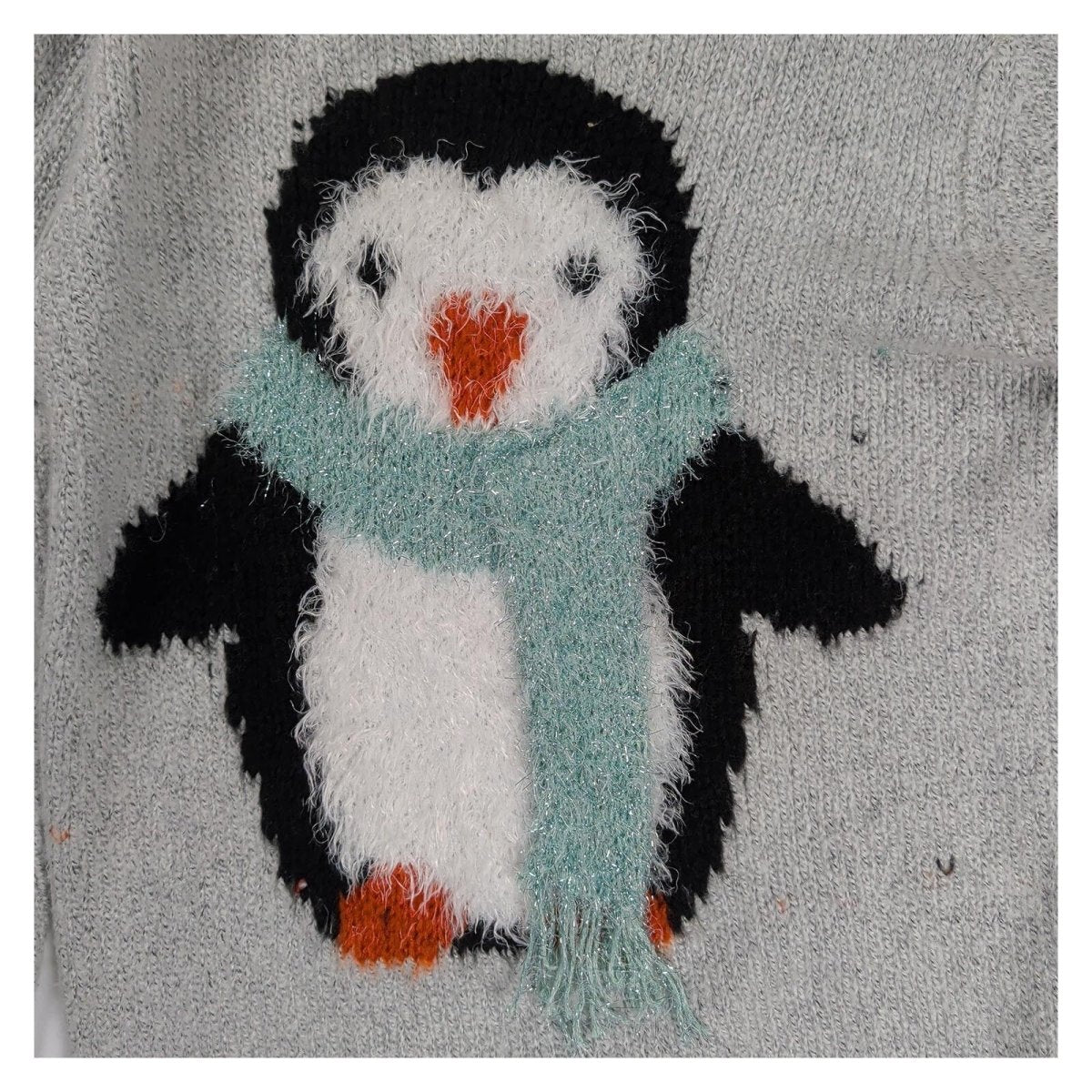 George Women's Christmas Jumper M 12-14 Grey Fluffy Penguin Festive Knit – product photo 2 | RewearableUK
