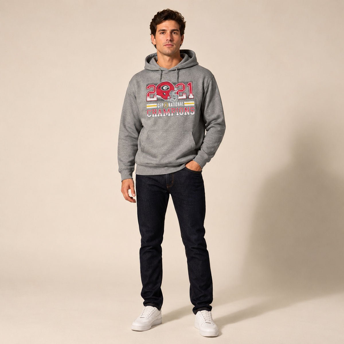 Georgia Bulldogs 2021 CFP National Champions Hoodie L Grey – Sweater & Hoodie product photo 1 | RewearableUK
