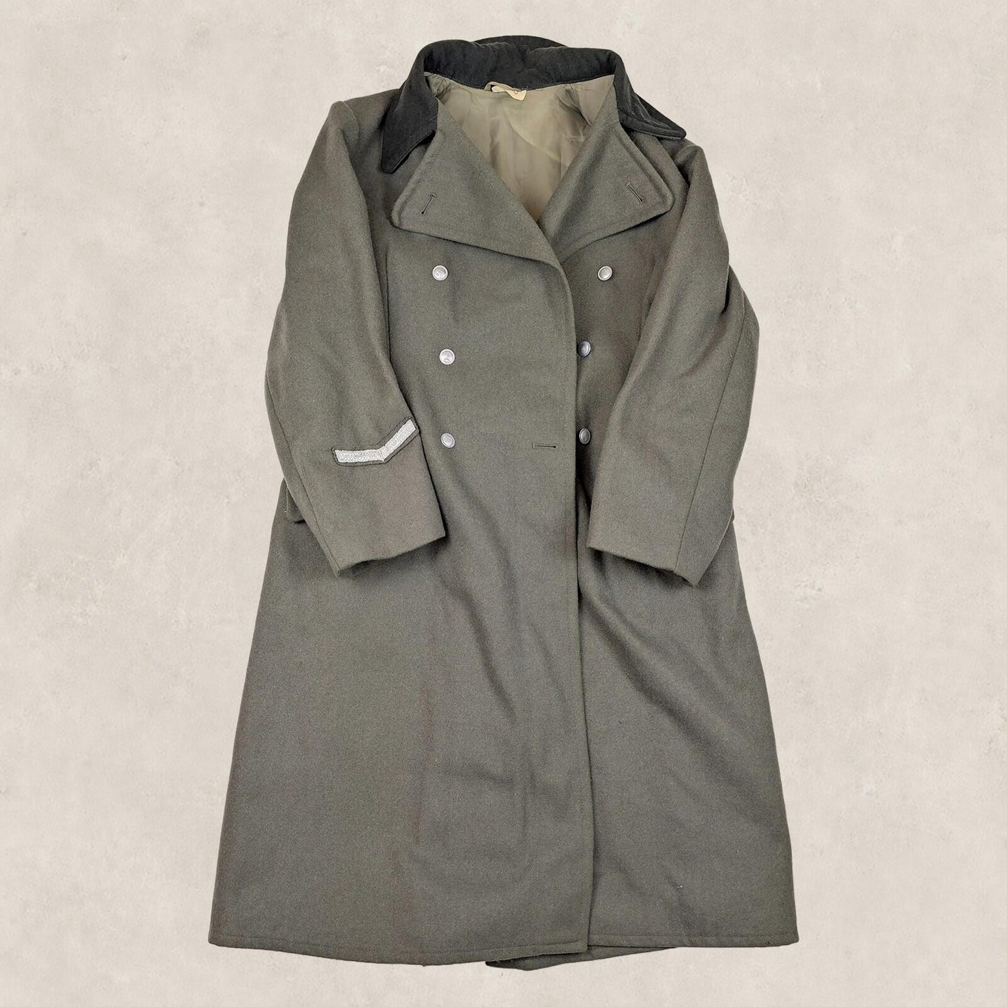 German Military Wool Greatcoat Grey Green Double Breasted Officer Coat 48 by RewearableUK – | RewearableUK
