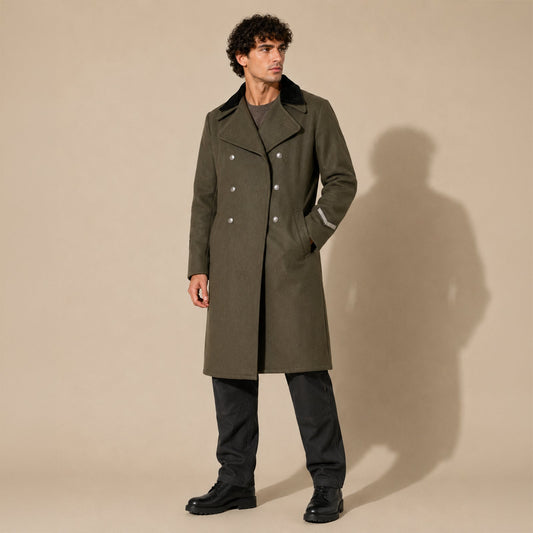 German Military Wool Greatcoat Grey Green Officer Coat 48 by RewearableUK – MILITARY | RewearableUK