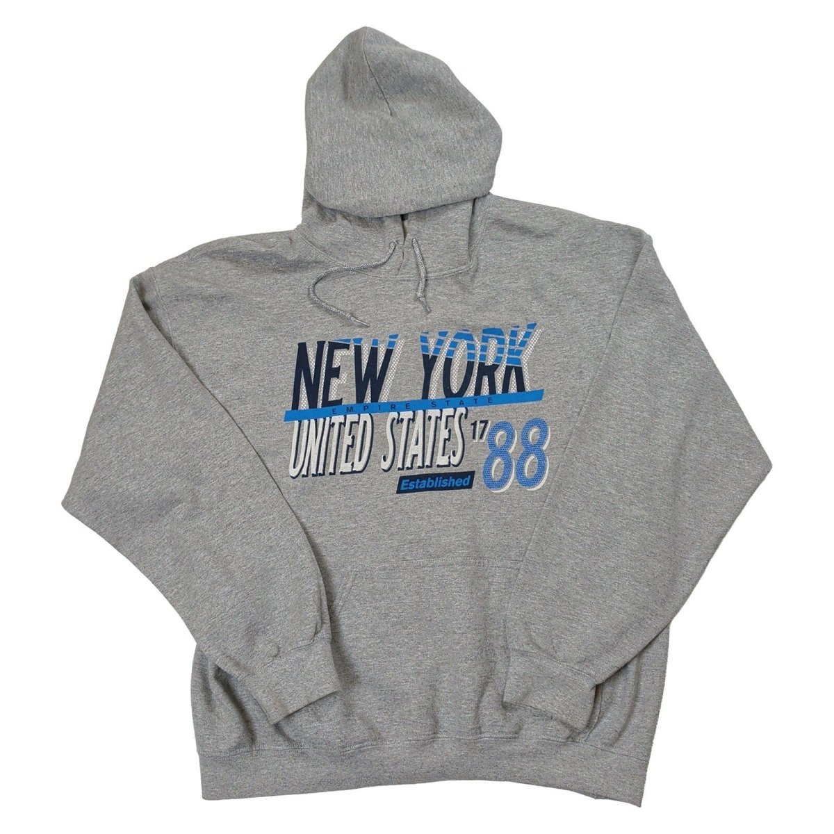 Gildan New York Empire State 1788 Hoodie L Grey Pullover USA Graphic – product photo 1 | RewearableUK