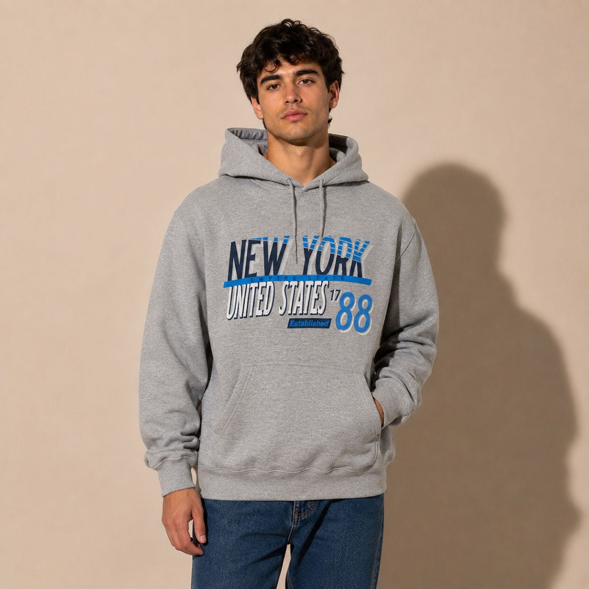 Gildan New York Empire State 1788 Hoodie L Grey – Sweater & Hoodie product photo 1 | RewearableUK