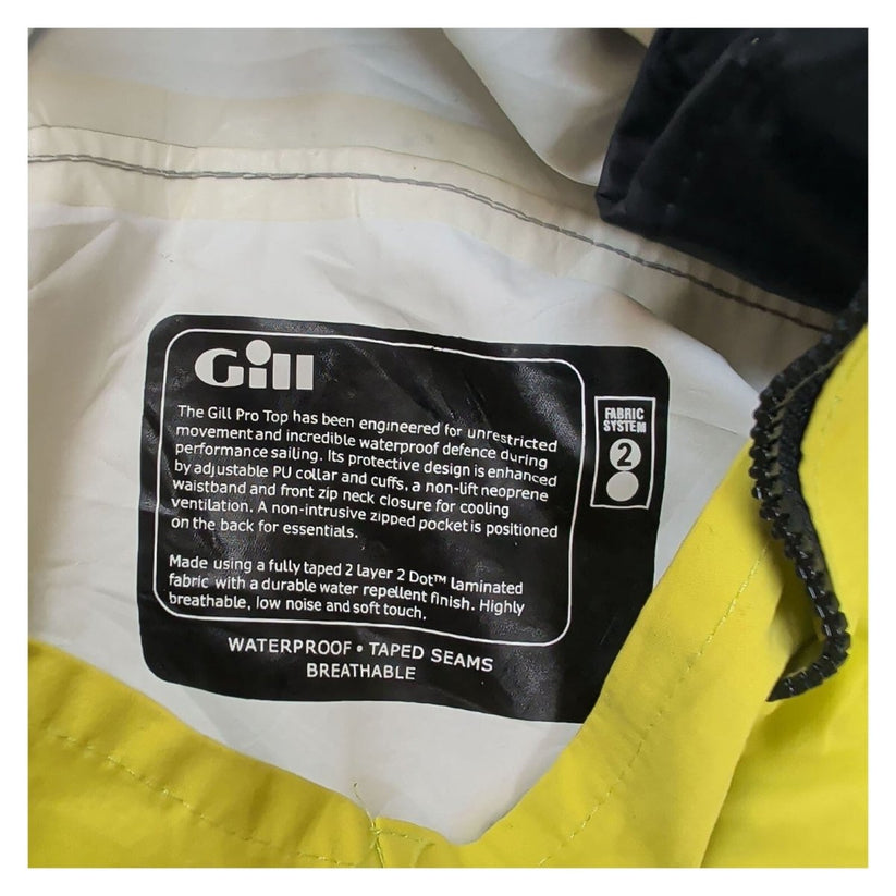Gill Mens Pro Top 2 Dot Waterproof Sailing Smock Dinghy Spray Yellow Grey S – product photo 7 | RewearableUK