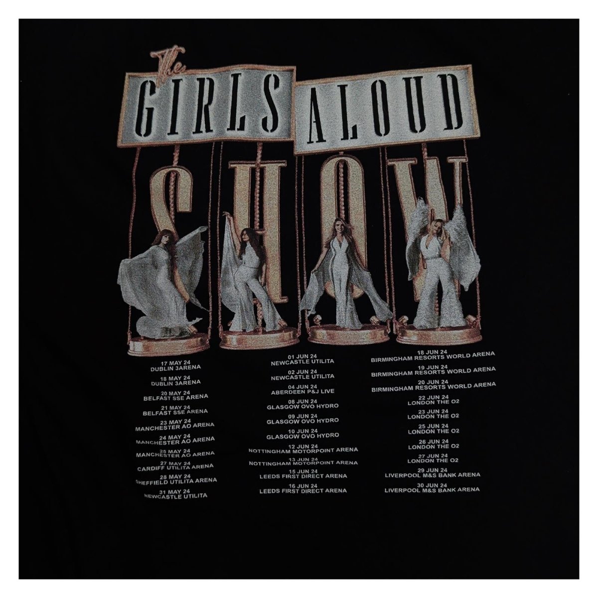 Girls Aloud The Girls Aloud Show 2024 Tour T-Shirt M Black Double Sided – product photo 4 | RewearableUK