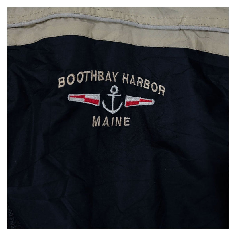 GOGO Sports Navy Beige Windbreaker Jacket L Boothbay Harbor Maine Full Zip – product photo 3 | RewearableUK