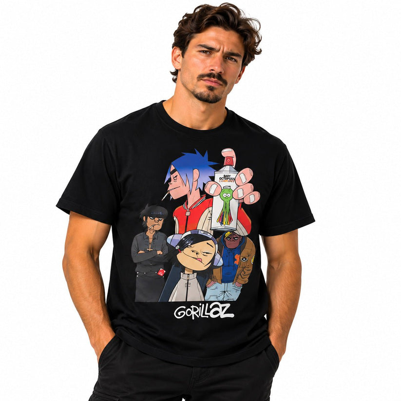 Gorillaz Band Graphic T Shirt Men's 3XL Black Gildan Cartoon Print Music Tee – T-Shirt product photo 1 | RewearableUK