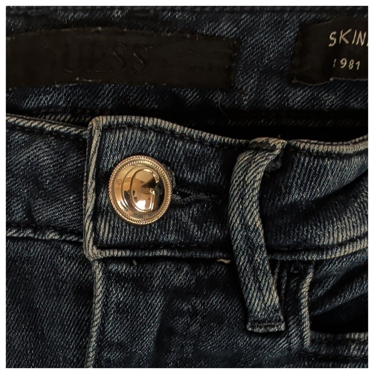 Guess 1981 Skinny High Women’s Jeans W24 Dark Blue Rhinestone Denim by GUESS – | RewearableUK