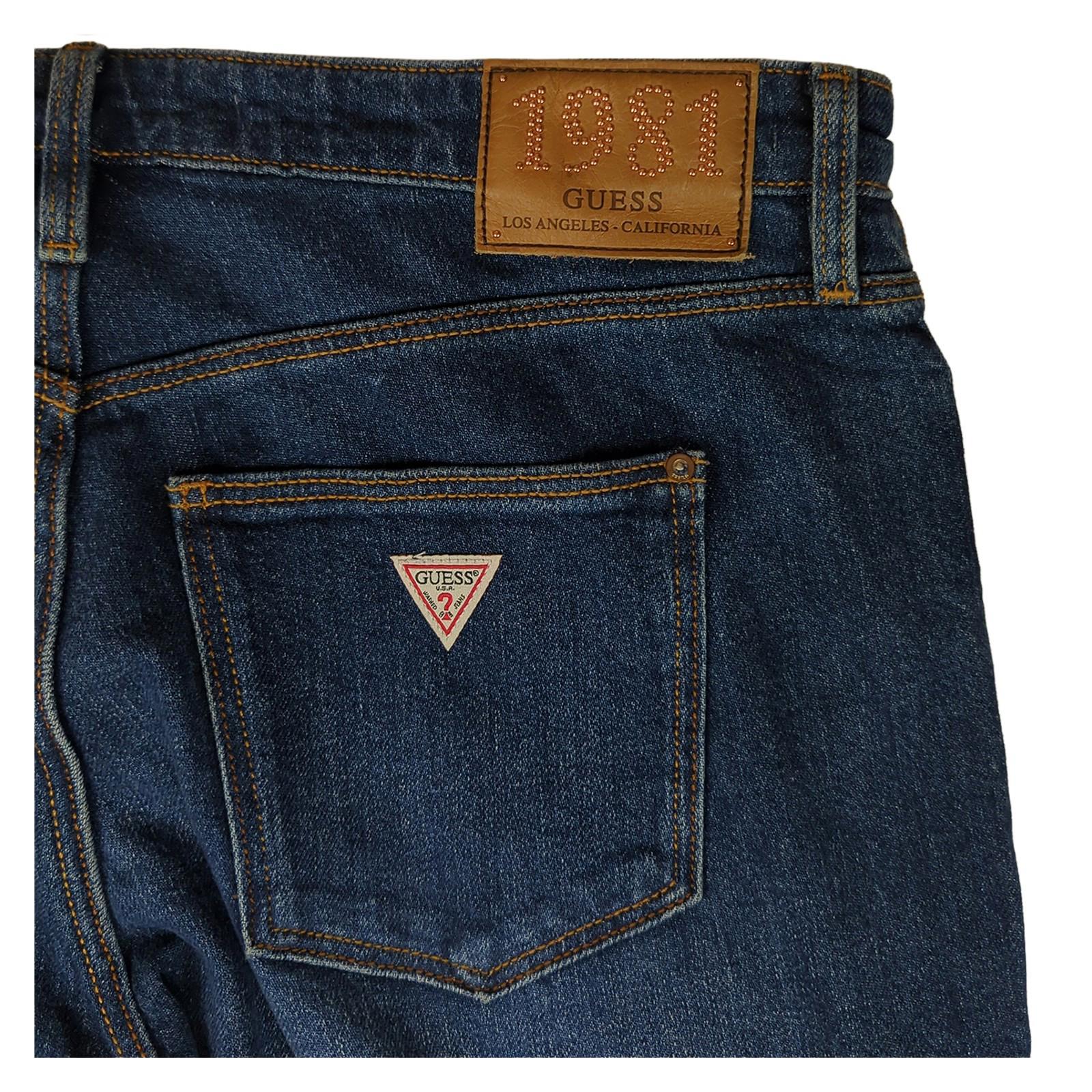 GUESS GUESS 1981 Womens High Rise Straight Leg Jeans Size W32 Blue Denim Casual Fit JEANS RewearableUK
