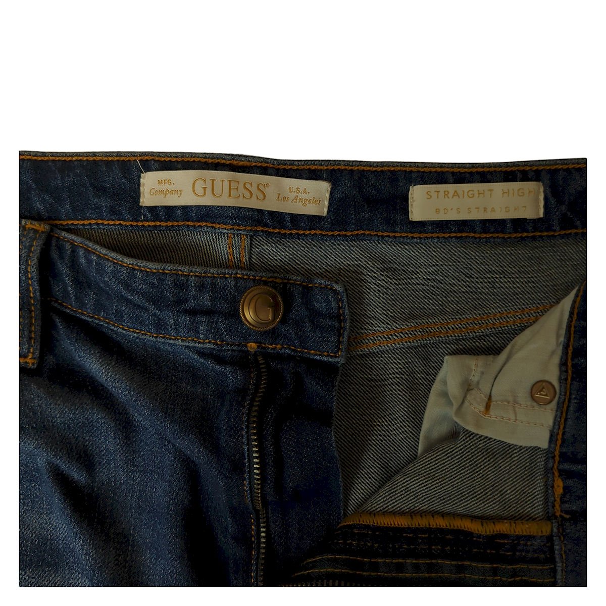 GUESS 1981 Womens High Rise Straight Leg Jeans Size W32 Blue Denim Casual Fit by GUESS – JEANS | RewearableUK
