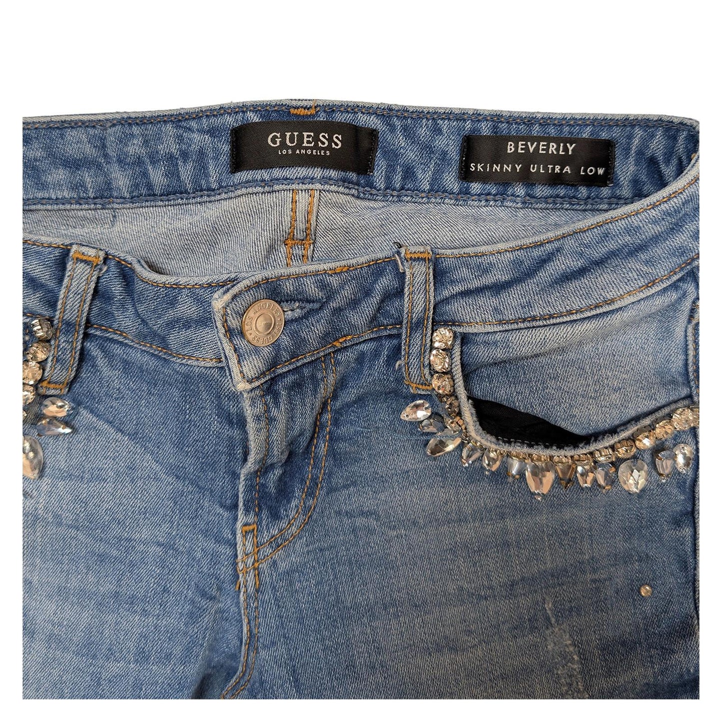 guess beverly womens jeans size 25 blue ultra low rise skinny stretch by GUESS – JEANS | RewearableUK