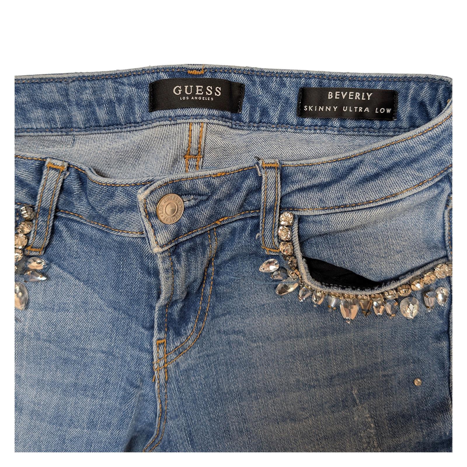 guess beverly womens jeans size 25 blue ultra low rise skinny stretch by GUESS – JEANS | RewearableUK