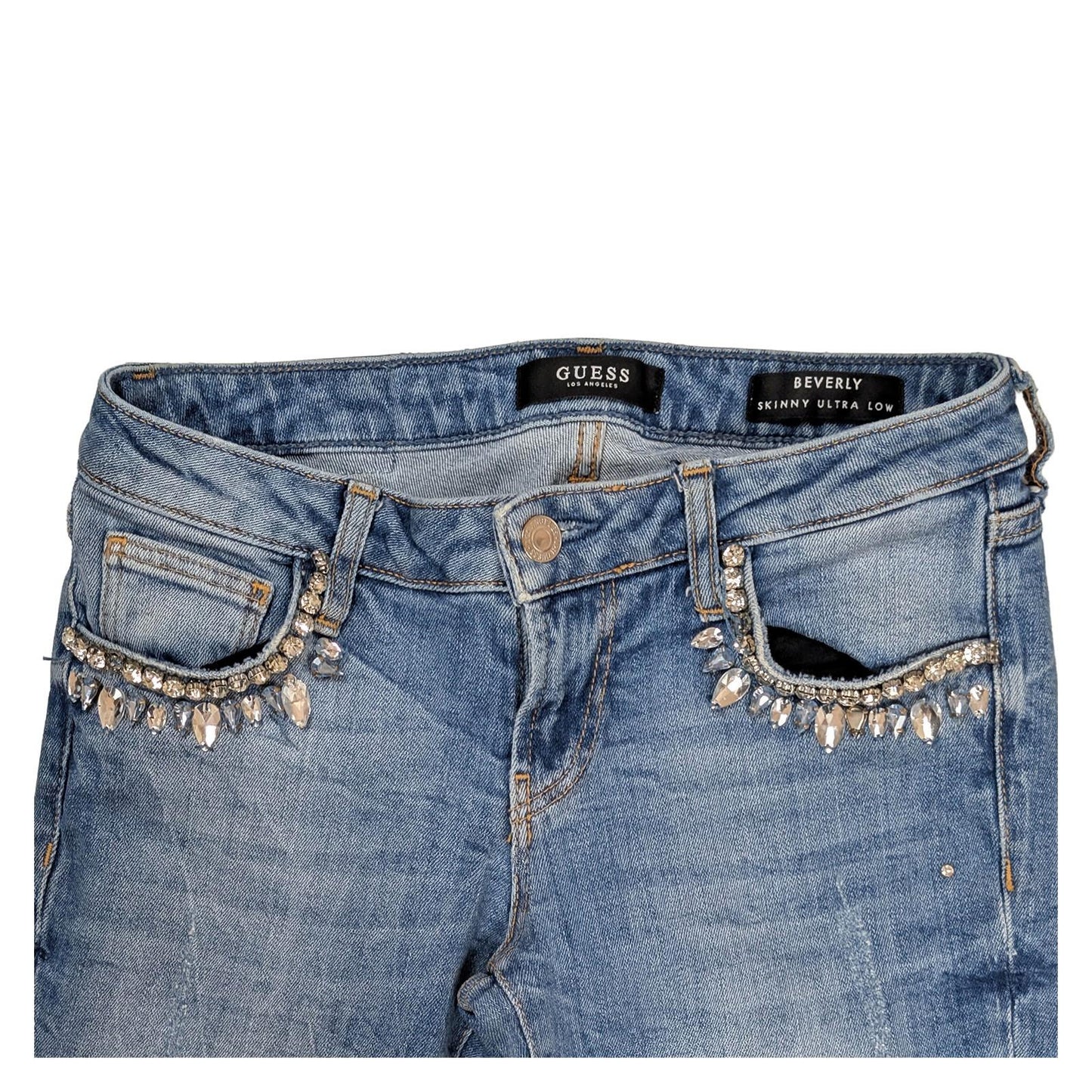 guess beverly womens jeans size 25 blue ultra low rise skinny stretch by GUESS – JEANS | RewearableUK