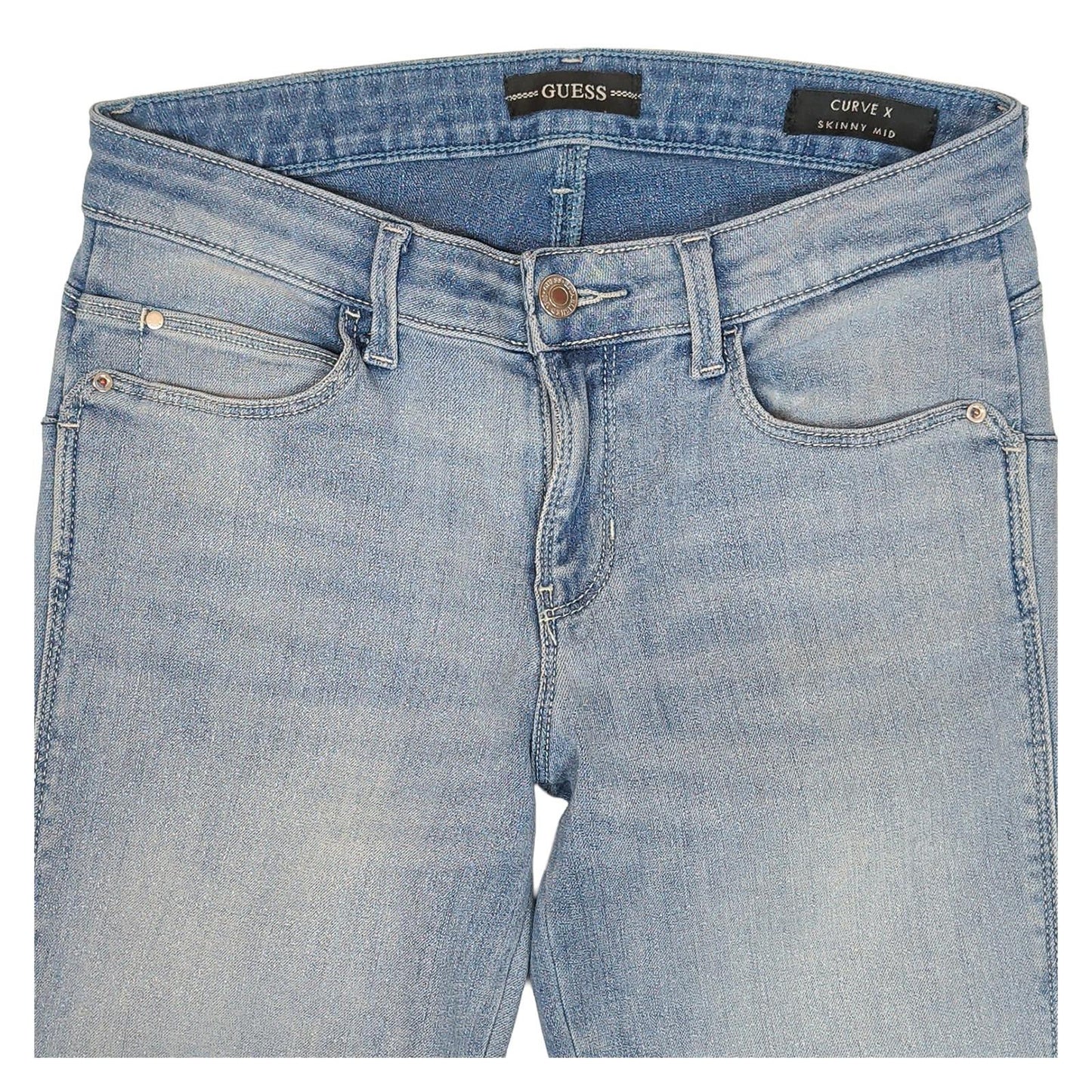 Guess Curve X Skinny Mid Jeans Womens W27 Light Blue Distressed Stretch Denim by Tommy Hilfiger – | RewearableUK