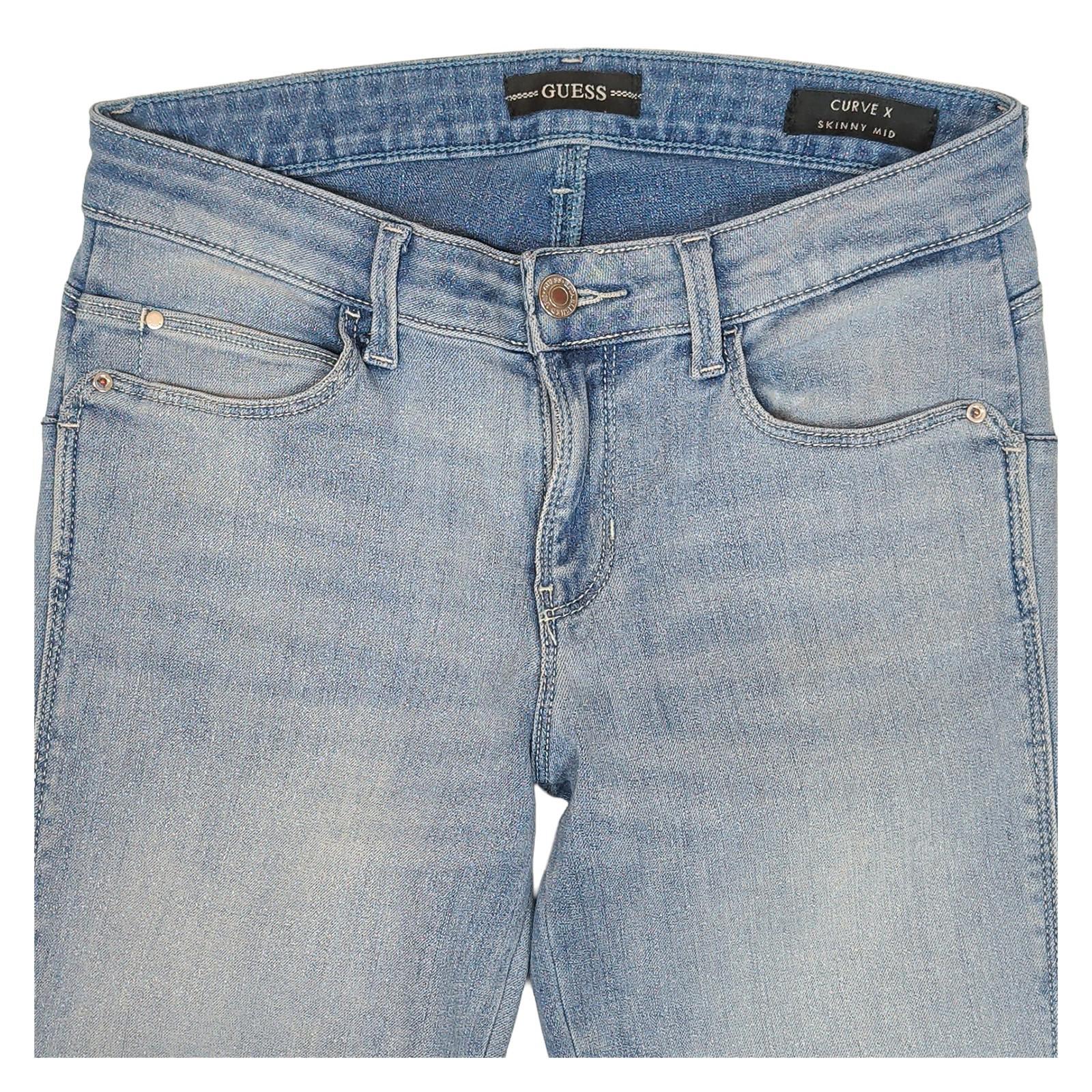 Guess Curve X Skinny Mid Jeans Womens W27 Light Blue Distressed Stretch Denim by Tommy Hilfiger – | RewearableUK
