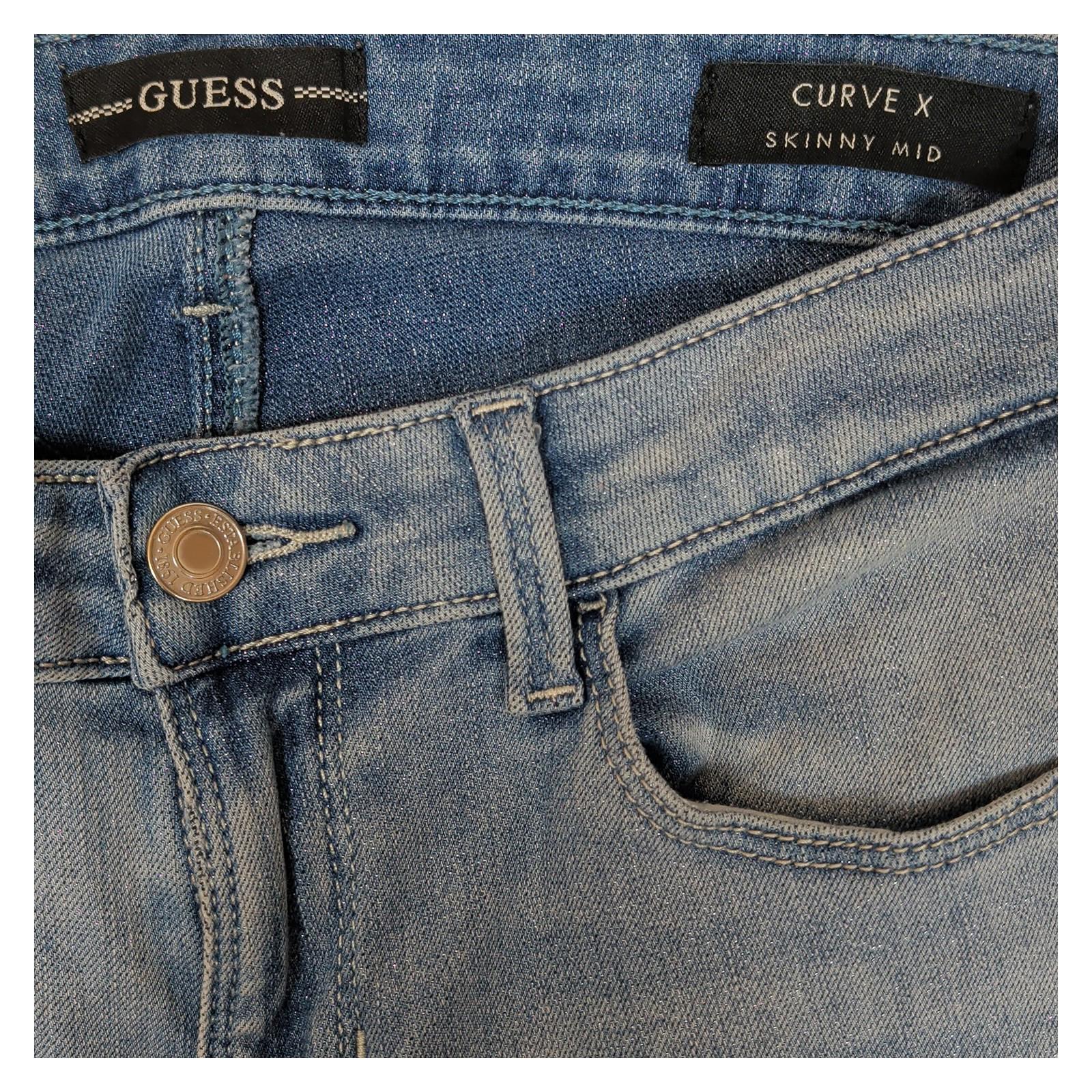 Guess Curve X Skinny Mid Jeans Womens W27 Light Blue Distressed Stretch Denim by Tommy Hilfiger – | RewearableUK