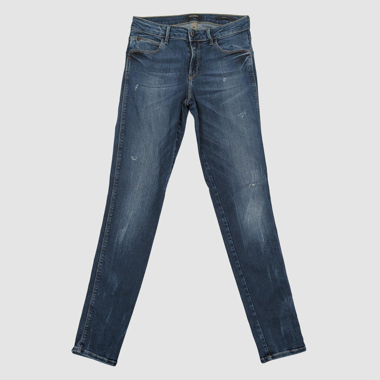 guess curve x womens blue denim distressed skinny fit jeans size w29 casual by GUESS – JEANS | RewearableUK