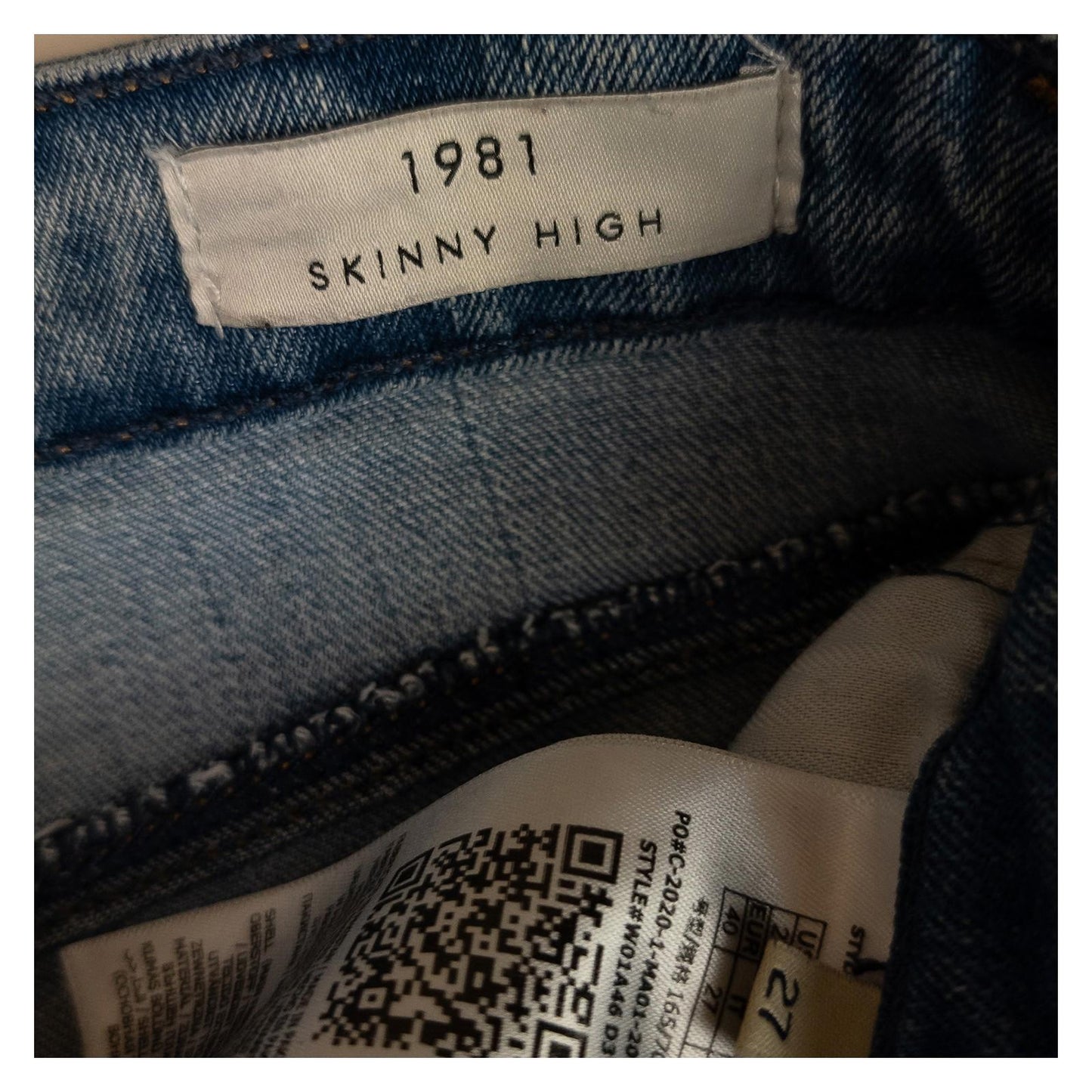 Guess Eco Women's 1981 High Rise Skinny Jeans W27 Distressed Blue Stretch Denim by GUESS – | RewearableUK