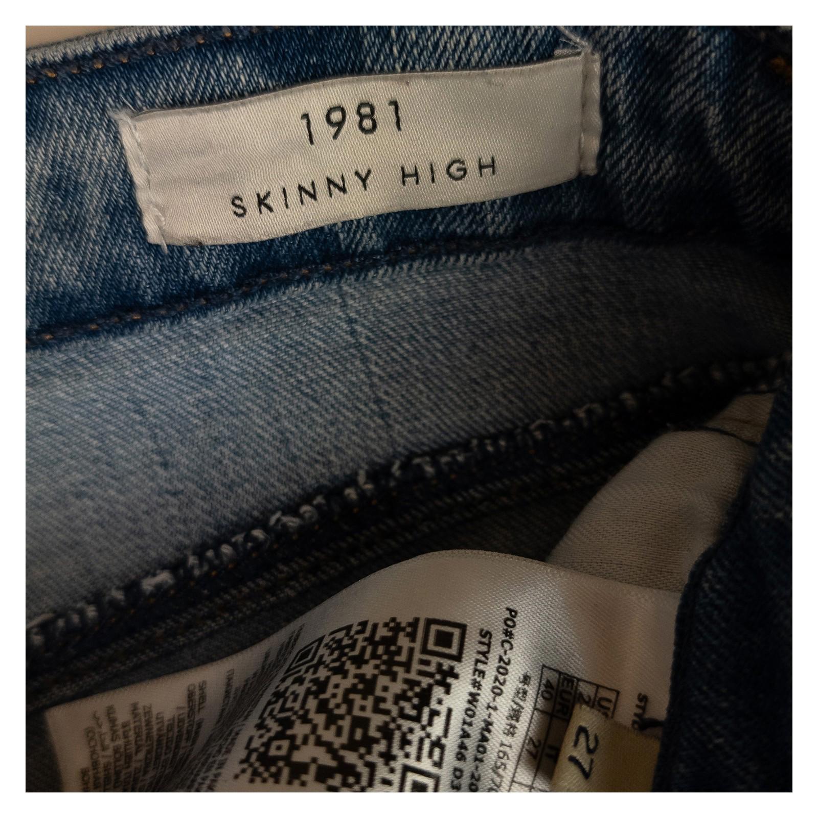 Guess Eco Women's 1981 High Rise Skinny Jeans W27 Distressed Blue Stretch Denim by GUESS – | RewearableUK