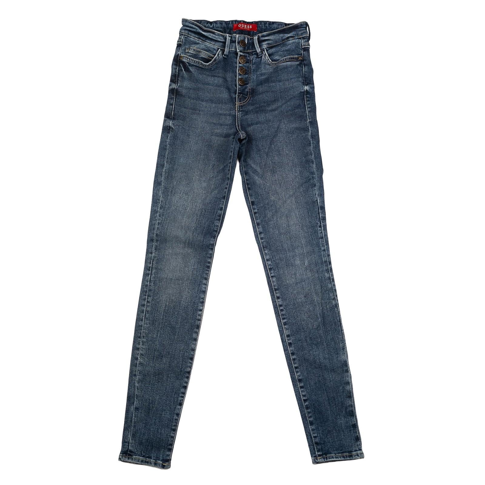 Guess Jeans Women's W24 UK 6 Blue High Rise Skinny Exposed Button Fly Denim Pant by GUESS – | RewearableUK