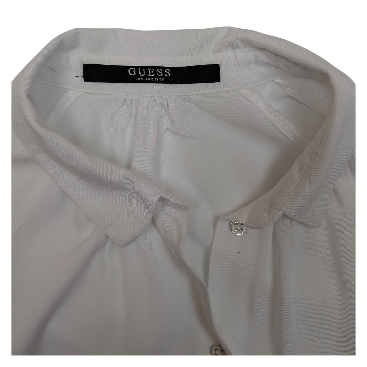 Guess Los Angeles White Blouse Women's Size S Small Tie Knot Sleeve Viscose Shir by GUESS – | RewearableUK