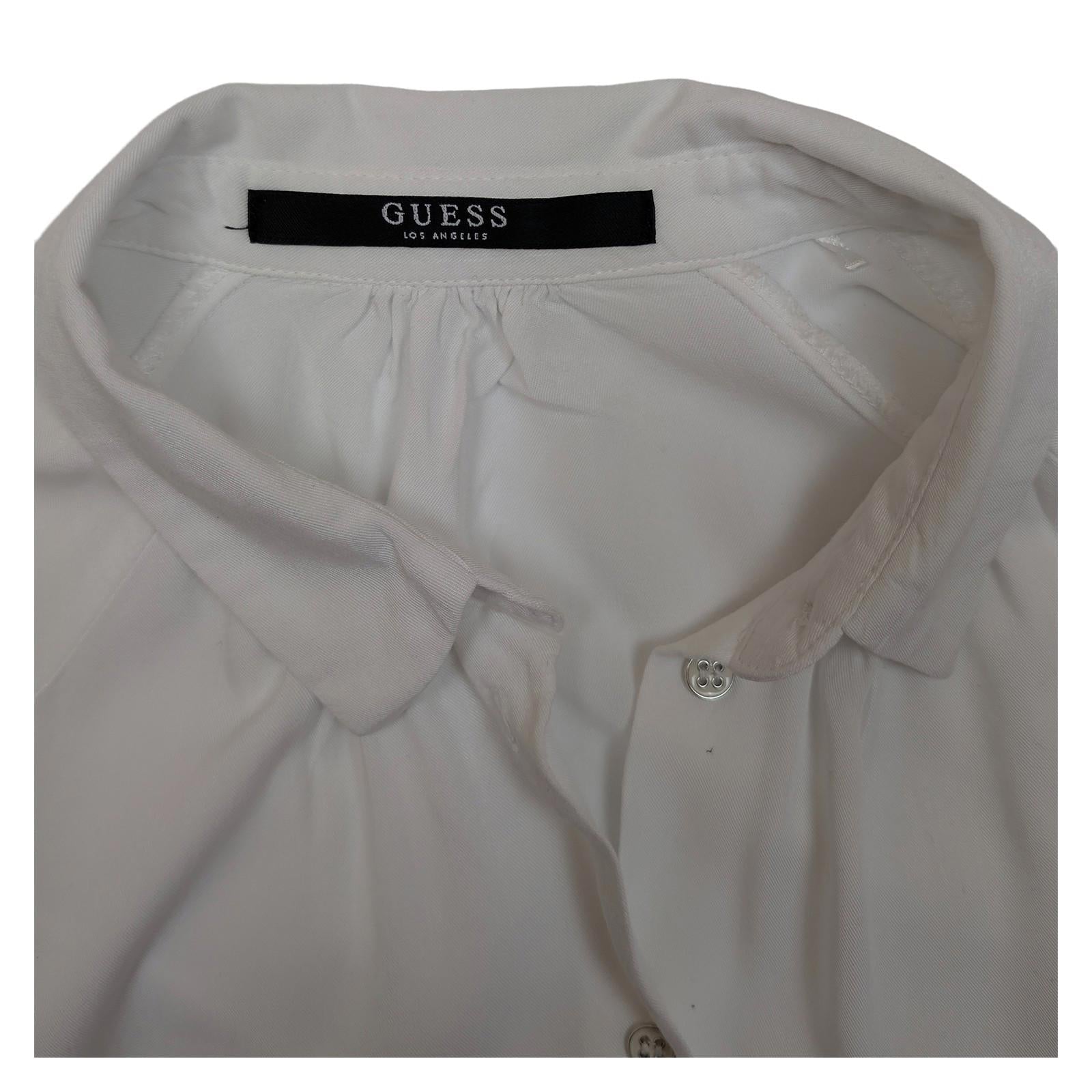 Guess Los Angeles White Blouse Women's Size S Small Tie Knot Sleeve Viscose Shir by GUESS – | RewearableUK