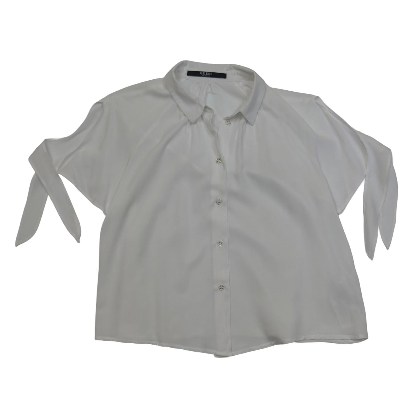 Guess Los Angeles White Blouse Women's Size S Small Tie Knot Sleeve Viscose Shir by GUESS – | RewearableUK