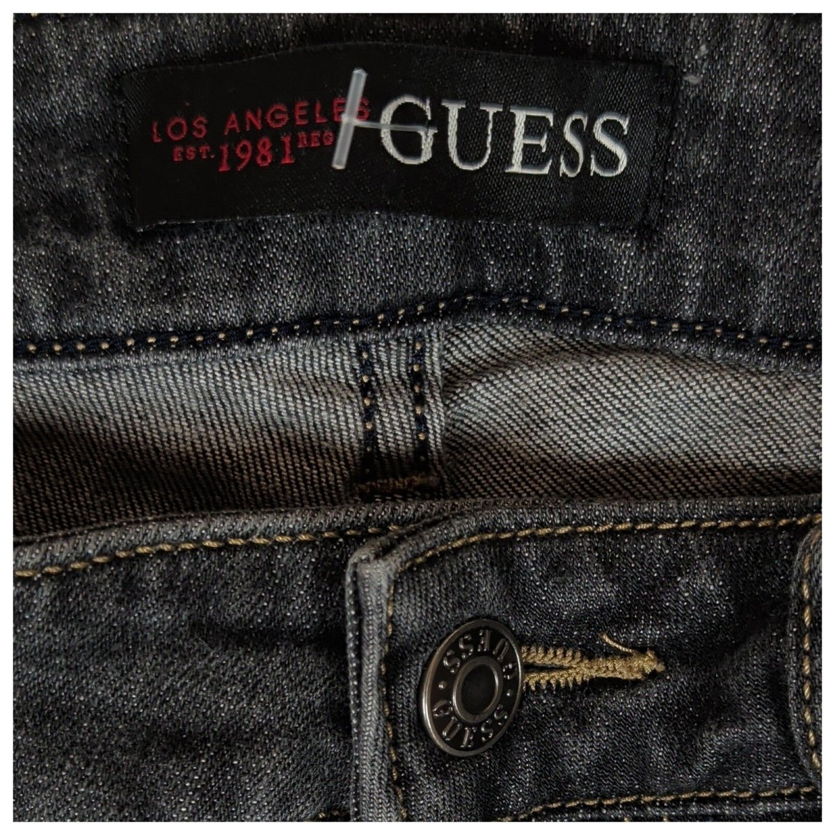 Guess Men's Black Slim Straight Jeans W31 Washed Denim Zip Fly Logo Cotton by GUESS – | RewearableUK