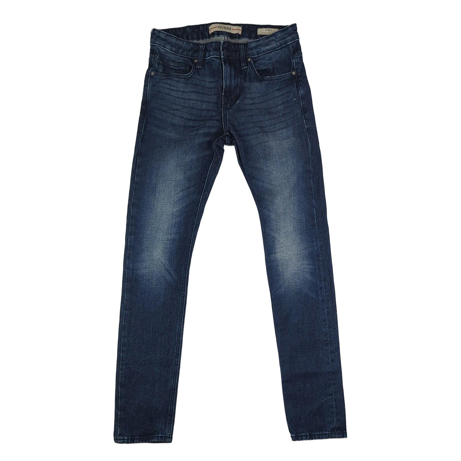 GUESS GUESS Mens Slim Fit Mid Rise Jeans W28 Blue Stretch Denim Casual Trousers JEANS RewearableUK
