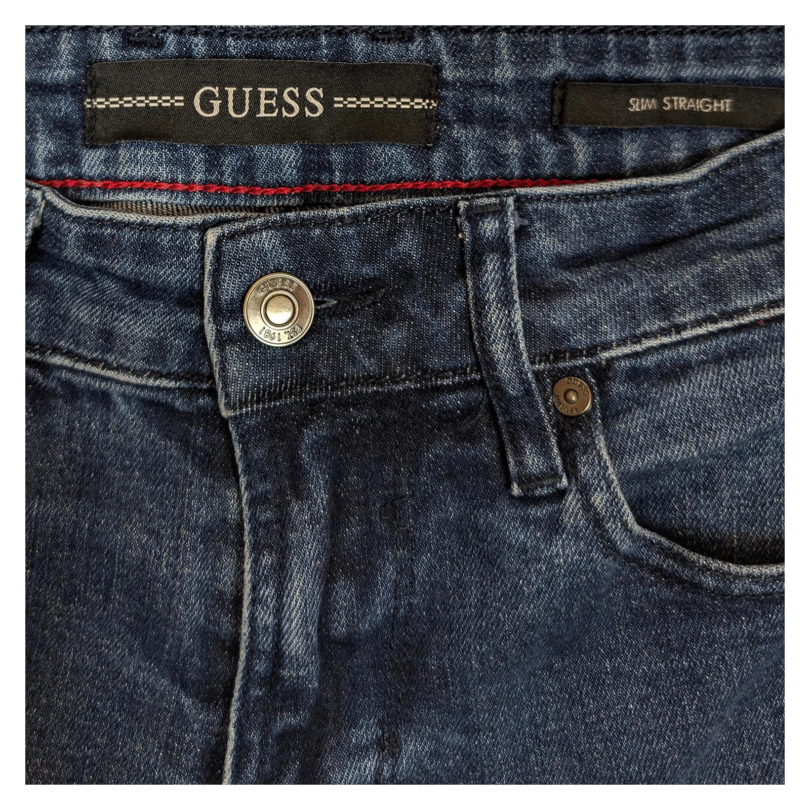 Guess Men's Slim Straight Jeans W29 Blue Stretch Denim Authentic Logo by GUESS – | RewearableUK
