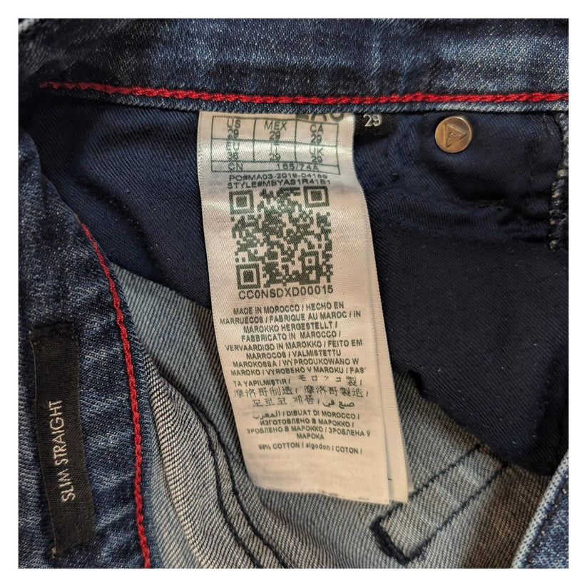 Guess Men's Slim Straight Jeans W29 Blue Stretch Denim Authentic Logo by GUESS – | RewearableUK