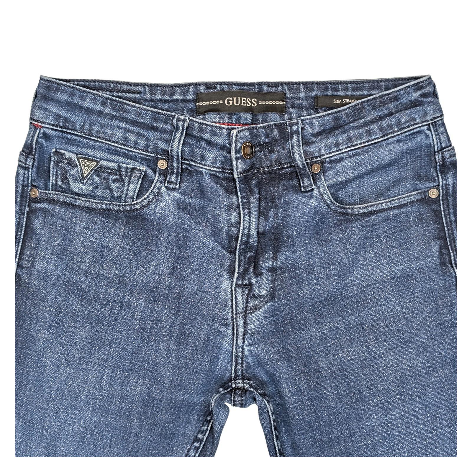 Guess Men's Slim Straight Jeans W29 Blue Stretch Denim Authentic Logo by GUESS – | RewearableUK