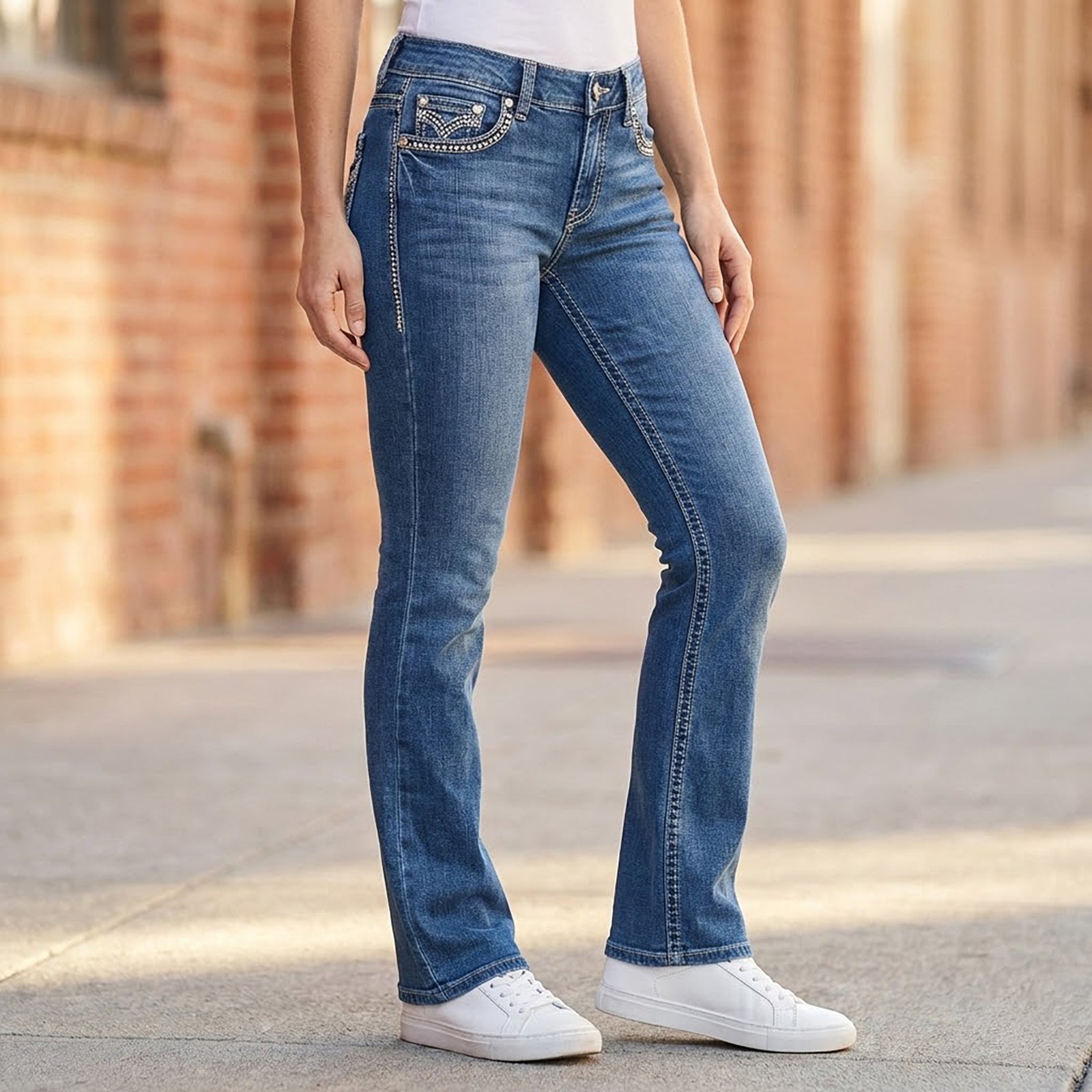 Guess Sexy Bootcut Jeans Rhinestone Blue | Women's W25 L36 by GUESS – JEANS | RewearableUK