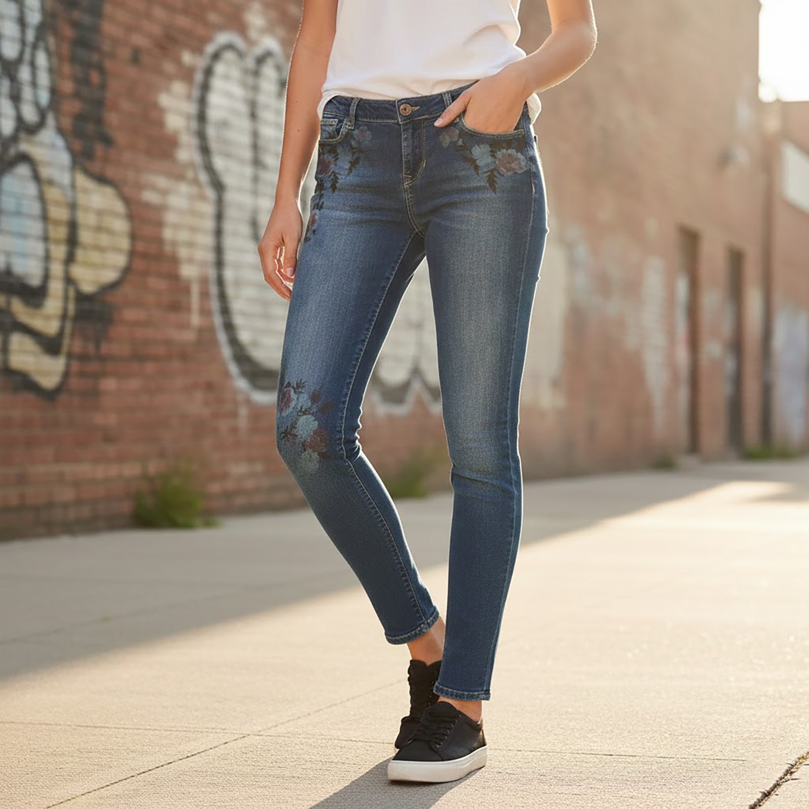 Guess Skinny Jeans Blue Floral Print Low Rise | Women's W29 by GUESS – JEANS | RewearableUK