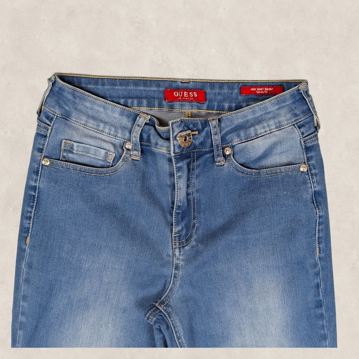 GUESS Tahiana Fit Womens Jeans W28 Blue High Waist Skinny Stretch Denim – product photo 3 | RewearableUK