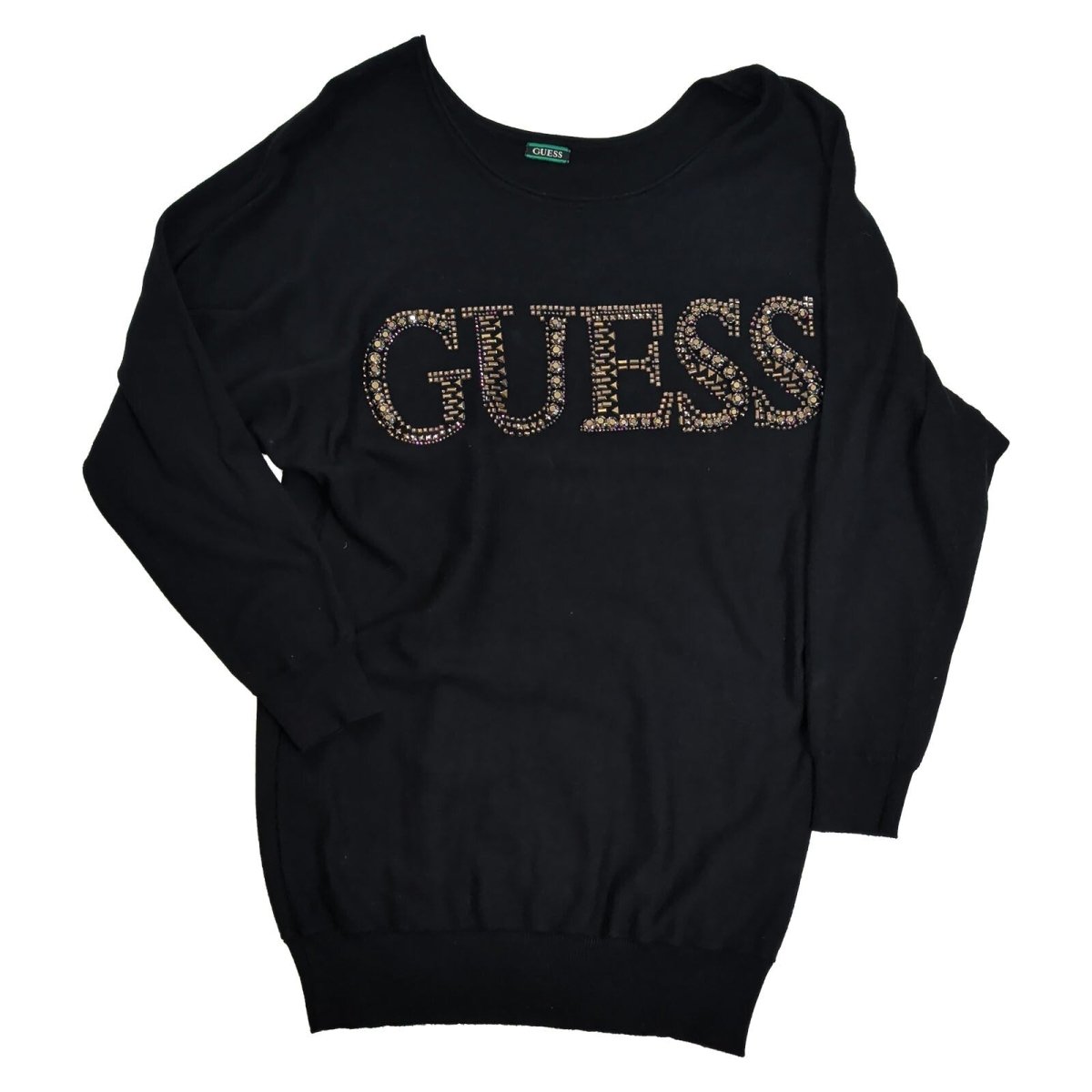 Guess Women Jumper S Black Studded Logo 82% Viscose 16% Polyamide 2% Elastane – product photo 2 | RewearableUK