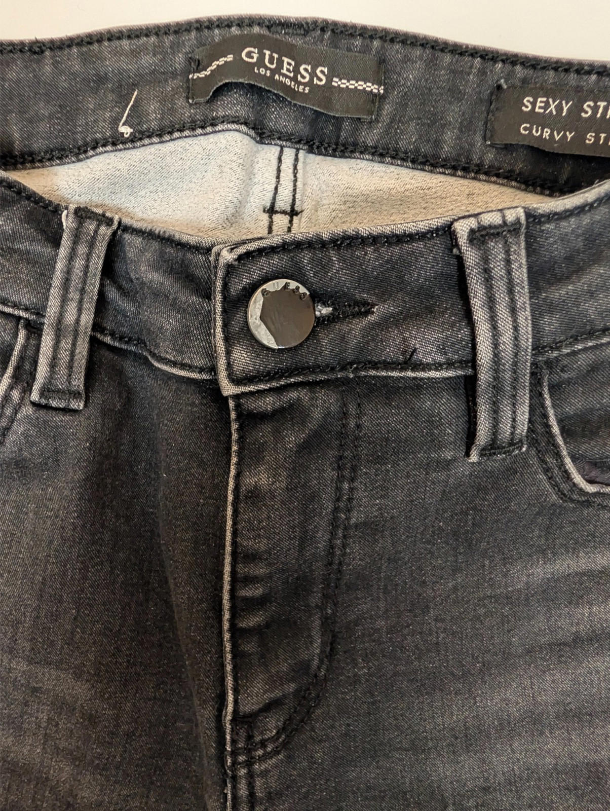 guess women size 25 grey sexy curvy straight stretch denim jeans trousers by GUESS – | RewearableUK