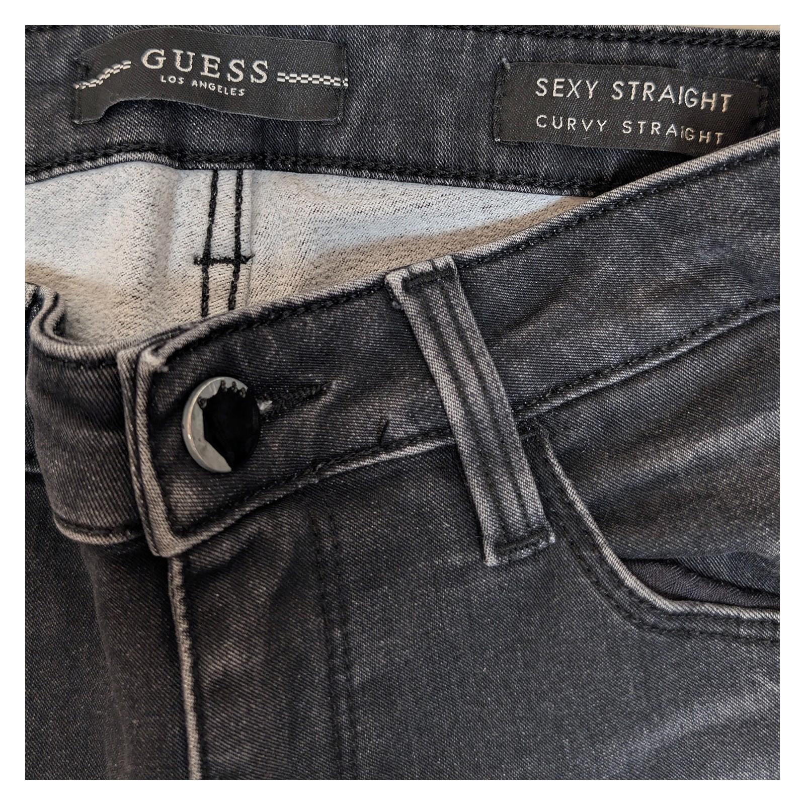 guess women size 25 grey sexy curvy straight stretch denim jeans trousers by GUESS – | RewearableUK
