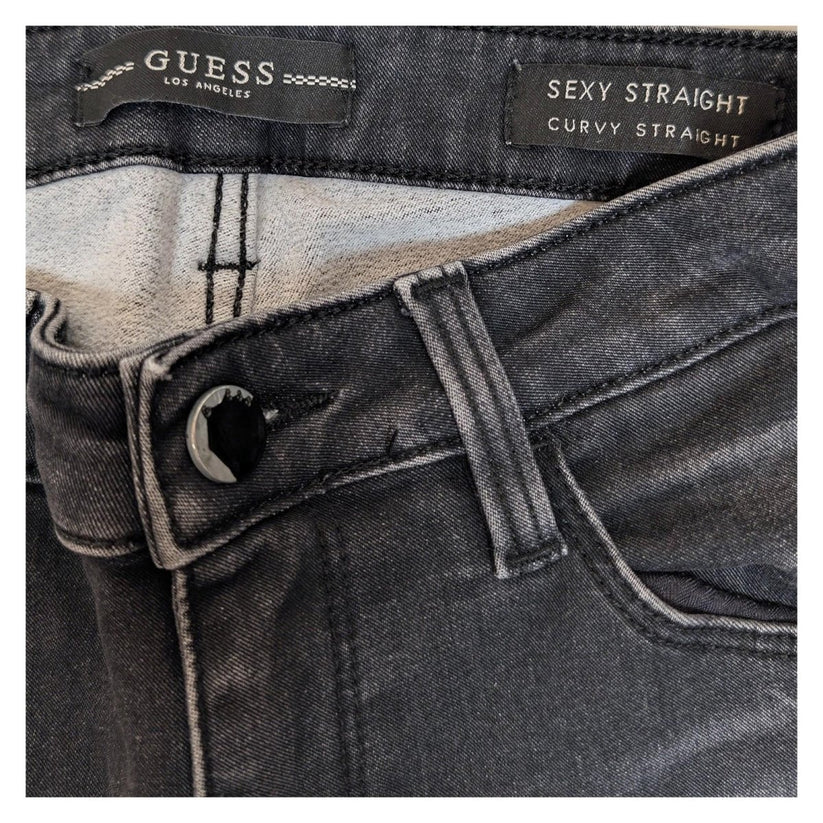 guess women size 25 grey sexy curvy straight stretch denim jeans trousers by GUESS – | RewearableUK