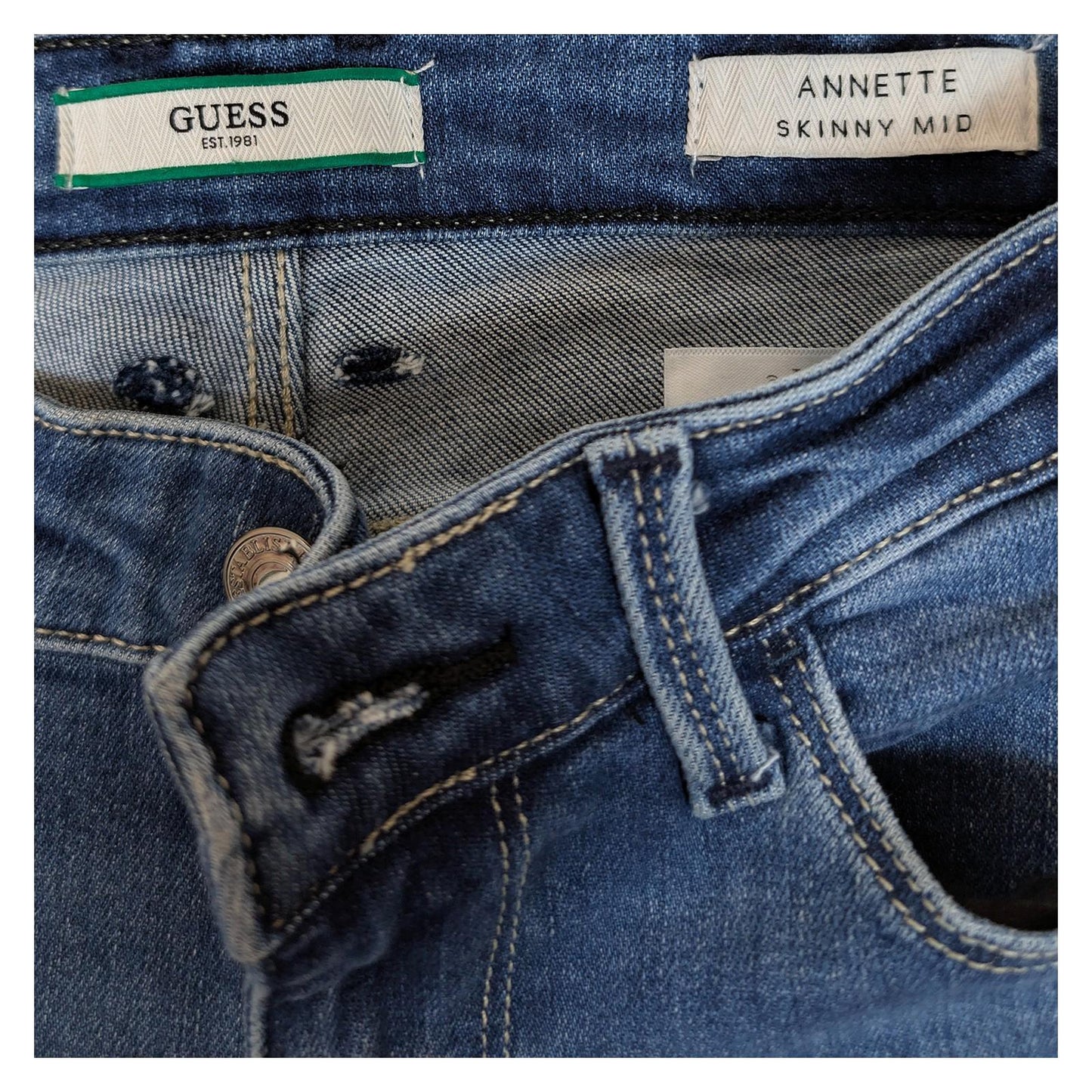 guess women size 27 blue annette skinny mid rise denim jeans trousers by GUESS – | RewearableUK