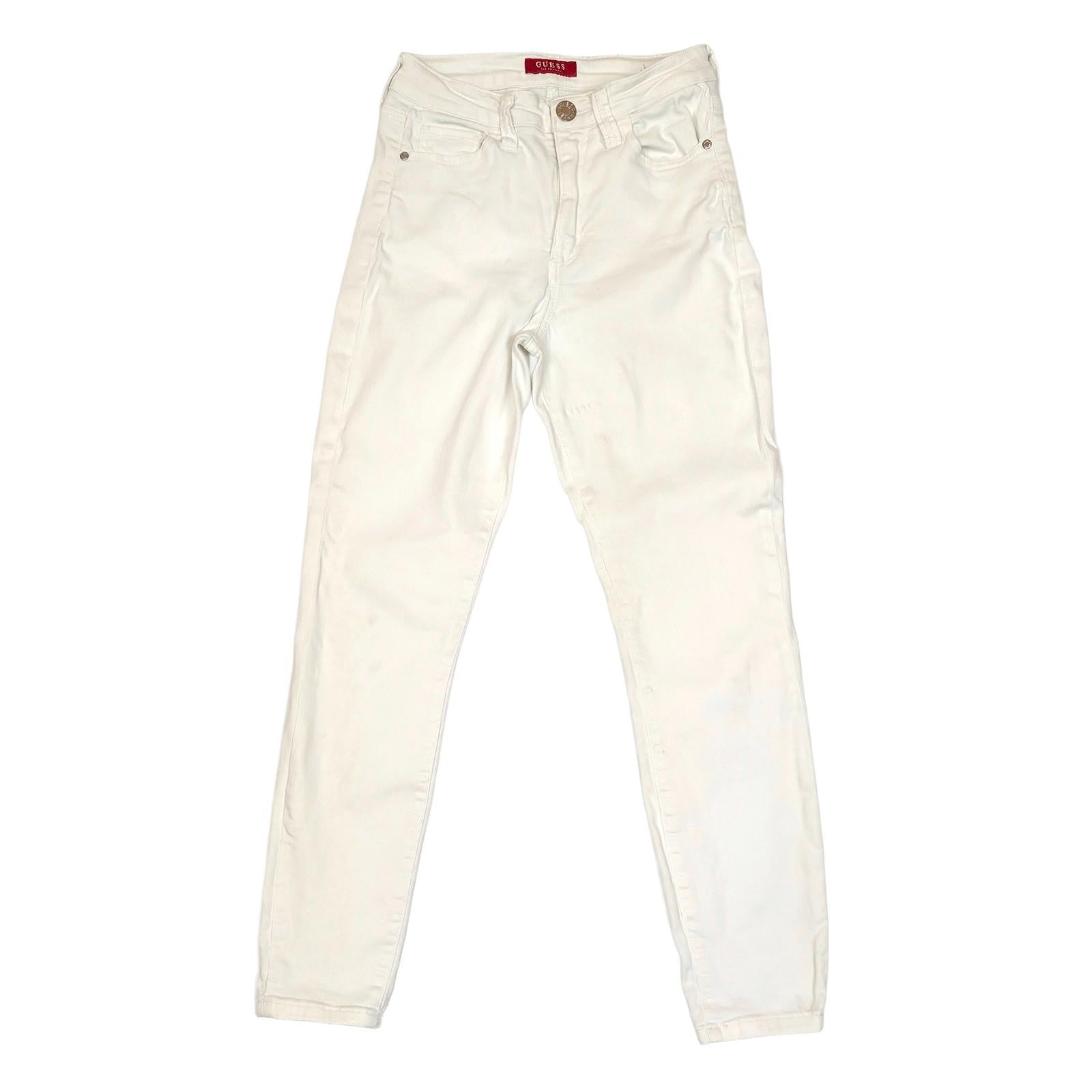 guess women size uk 28 white stretch denim skinny fit mid rise jeans trousers by GUESS – | RewearableUK