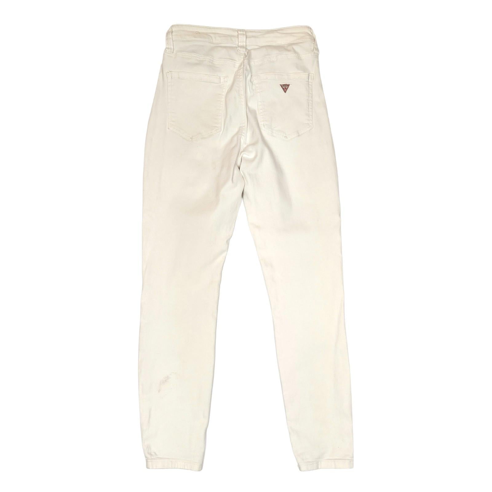 guess women size uk 28 white stretch denim skinny fit mid rise jeans trousers by GUESS – | RewearableUK