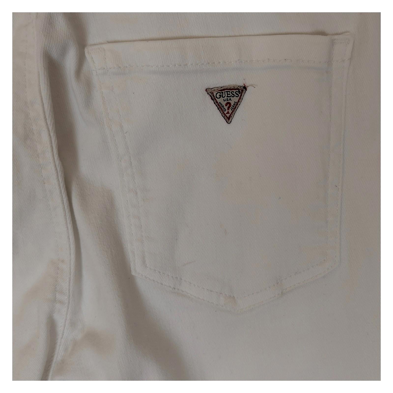 guess women size uk 28 white stretch denim skinny fit mid rise jeans trousers by GUESS – | RewearableUK