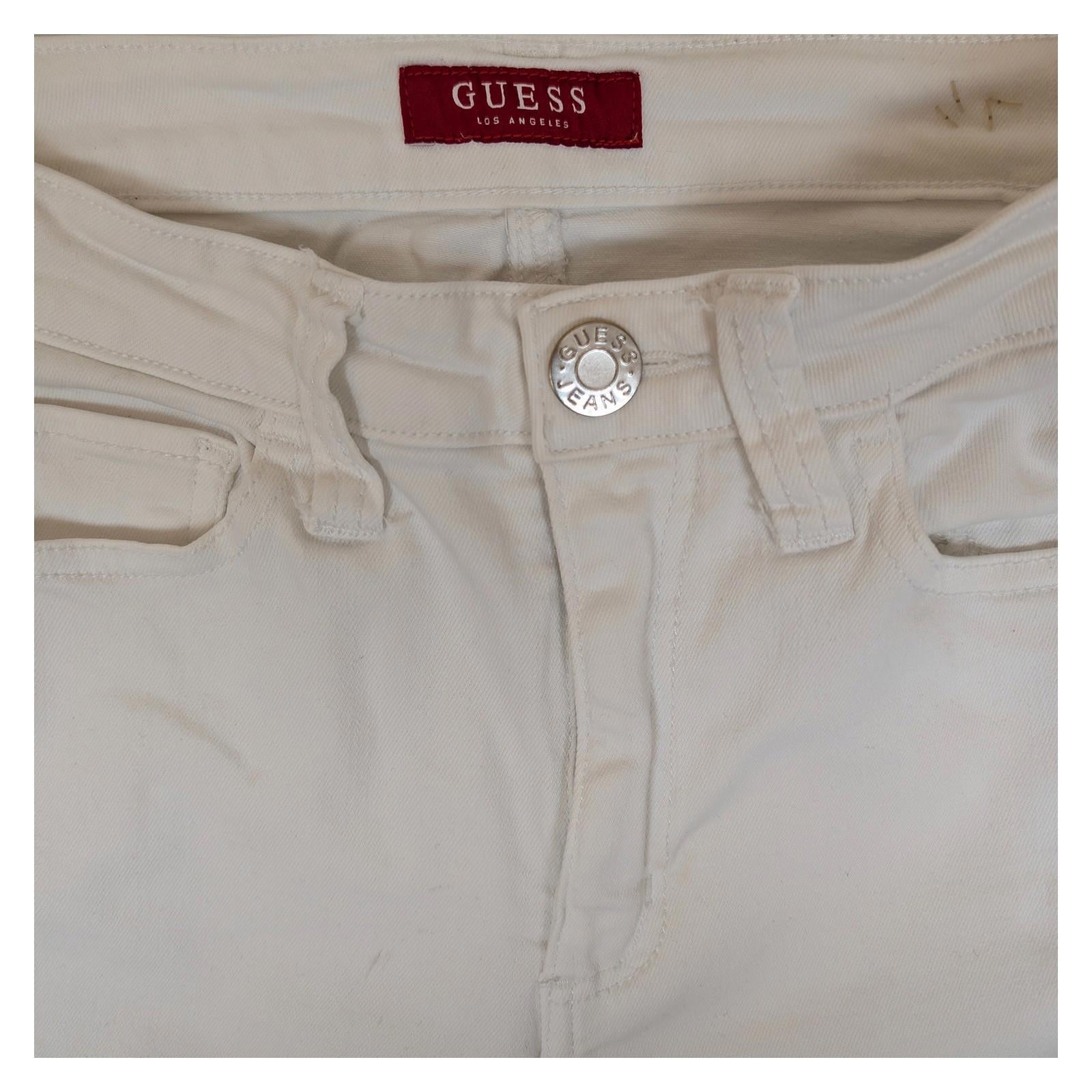 guess women size uk 28 white stretch denim skinny fit mid rise jeans trousers by GUESS – | RewearableUK