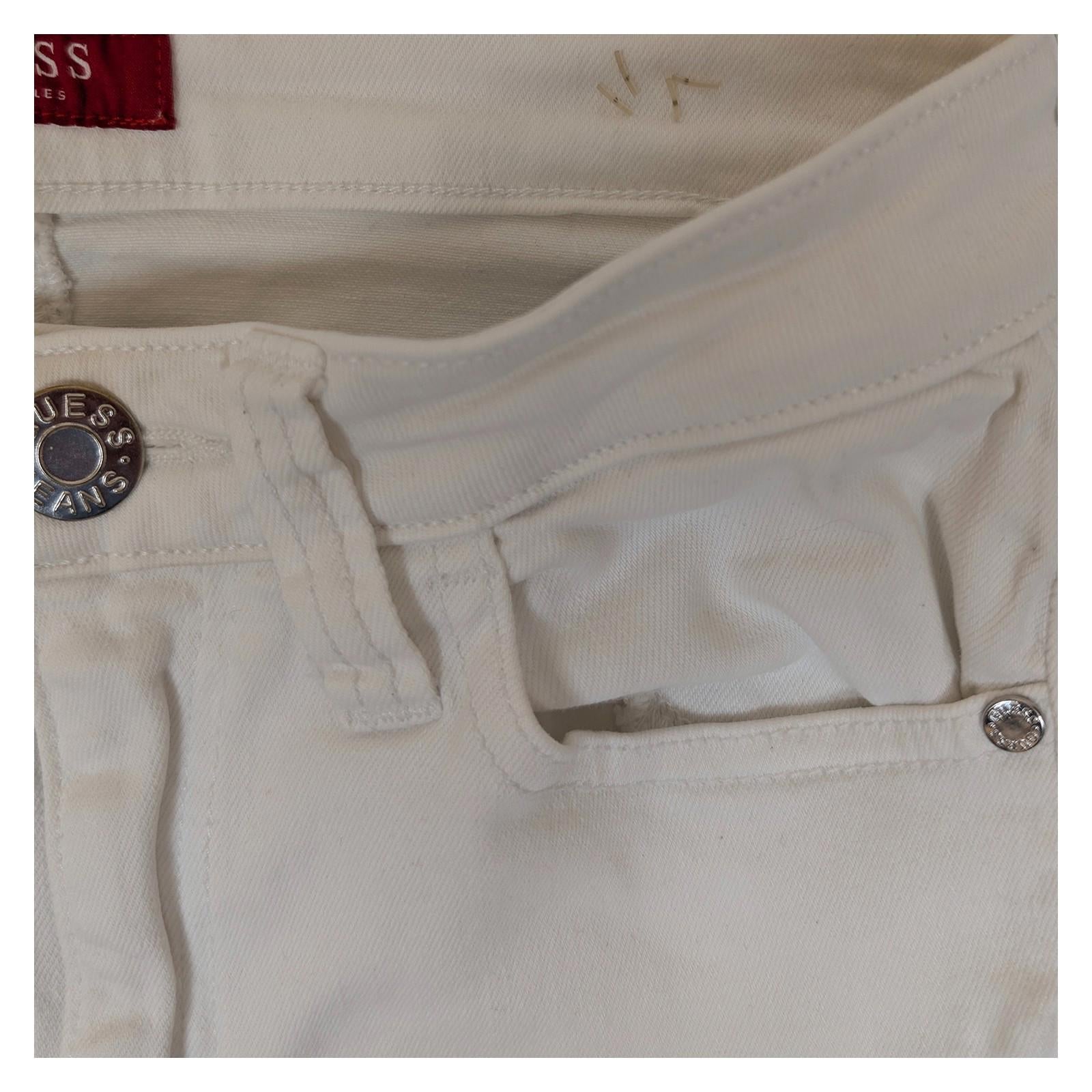 guess women size uk 28 white stretch denim skinny fit mid rise jeans trousers by GUESS – | RewearableUK