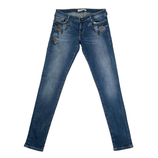 Guess Women's Floral Skinny Jeans W29 Blue Low Rise Printed Stretch Denim by GUESS – | RewearableUK