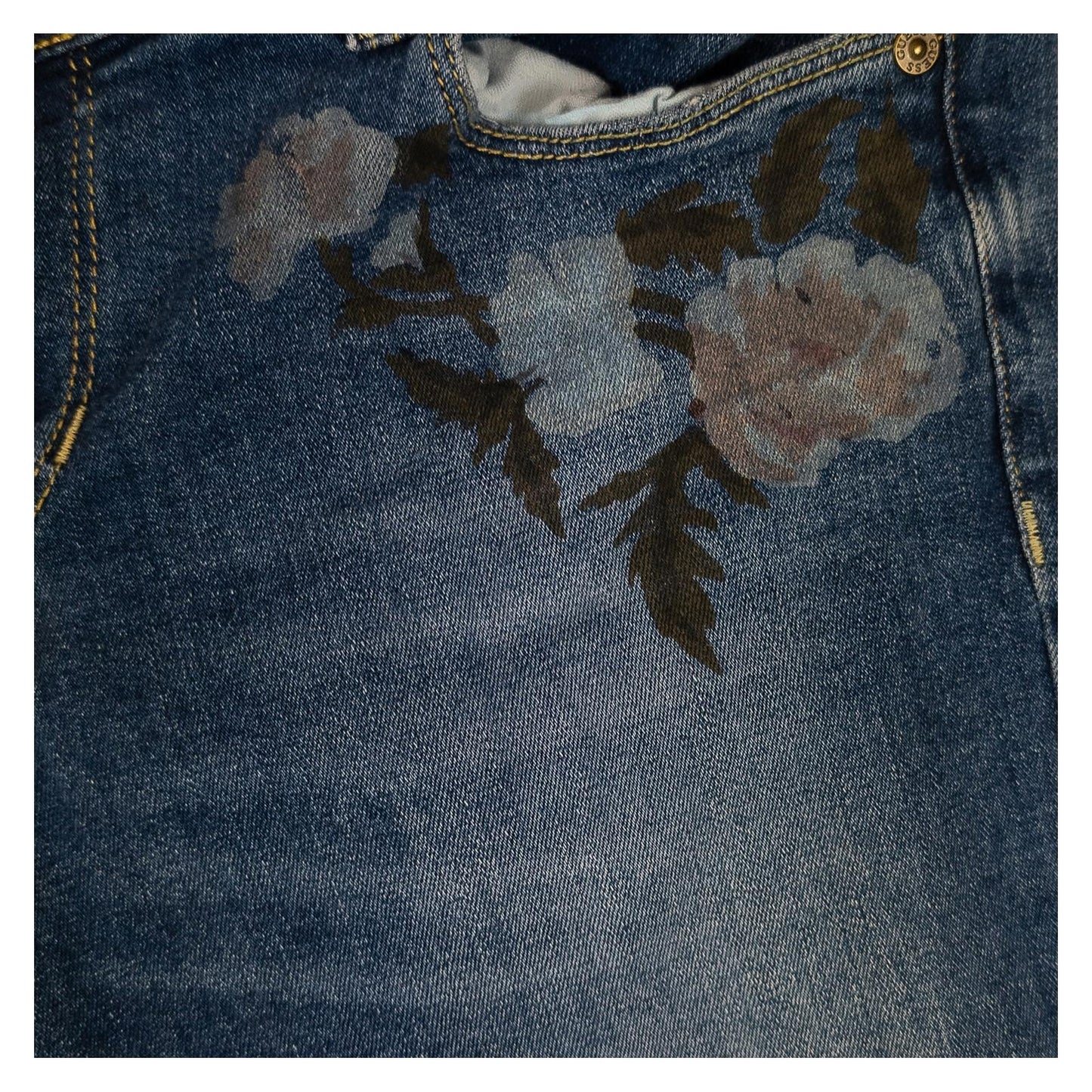 Guess Women's Floral Skinny Jeans W29 Blue Low Rise Printed Stretch Denim by GUESS – | RewearableUK