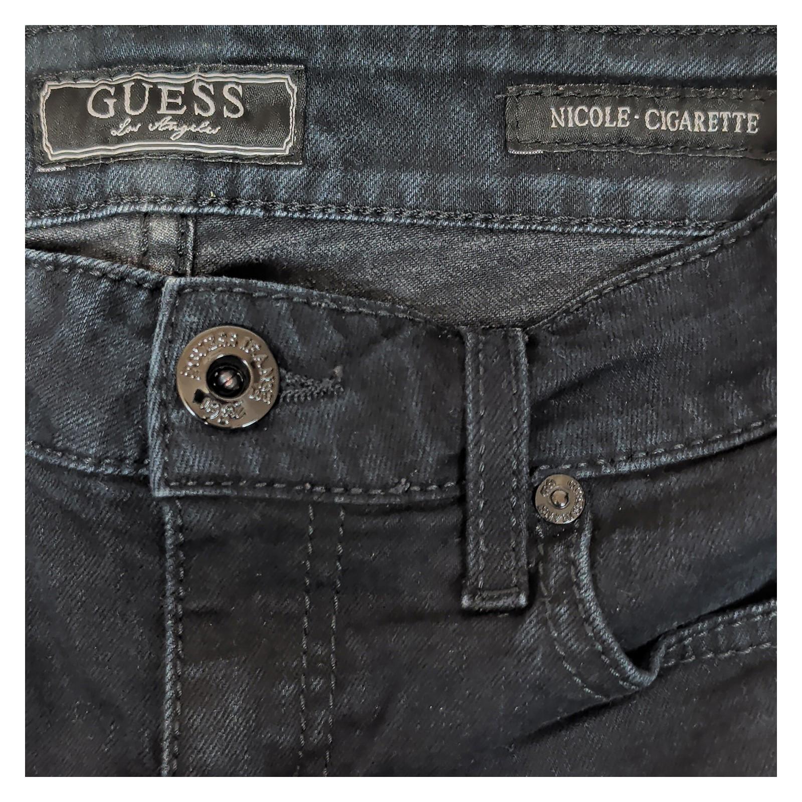 guess womens nicole cigarette fit black stretch denim mid rise jeans w28