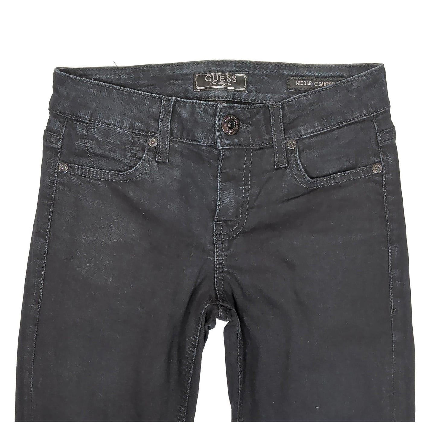 guess womens nicole cigarette fit black stretch denim mid rise jeans w28