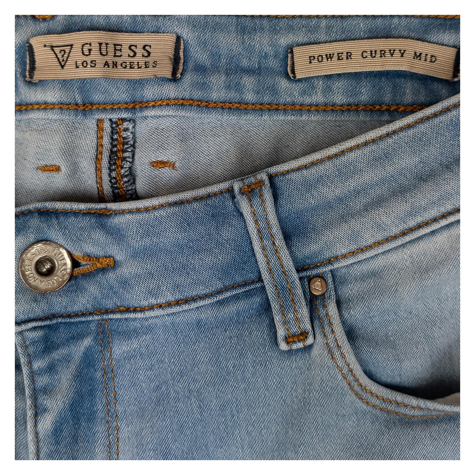 Guess Women's Jeans W27 Power Curvy Mid Rise Skinny Light Blue Stretch Denim by GUESS – | RewearableUK